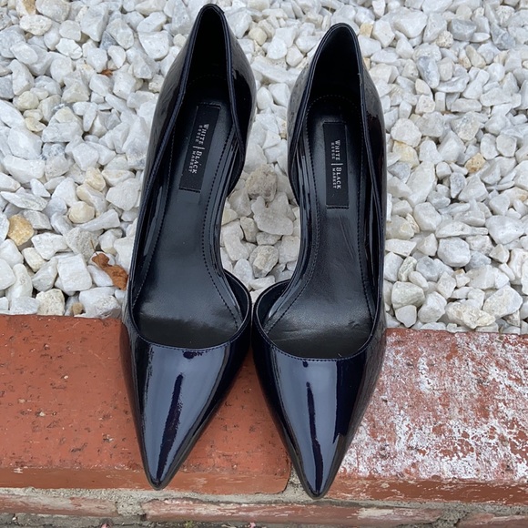 White House Black Market Black Patent Leather D’Orsay Pumps Heels SZ 8.5 NEW - Picture 4 of 12